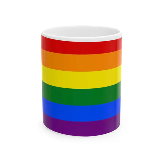 LGBT flag map of Kansas (United States) White Coffee Mug 11oz - Go Mug Yourself