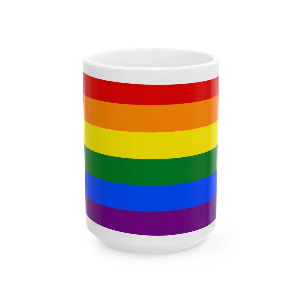 LGBT flag map of Kansas (United States) White Coffee Mug 15oz - Go Mug Yourself