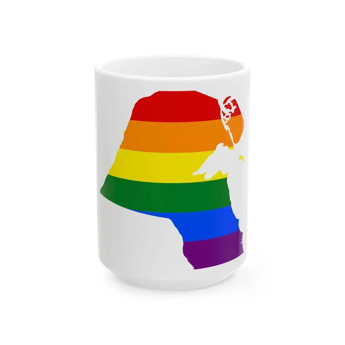 LGBT flag map of Kuwait (Kuwait) White Coffee Mug 15oz - Go Mug Yourself