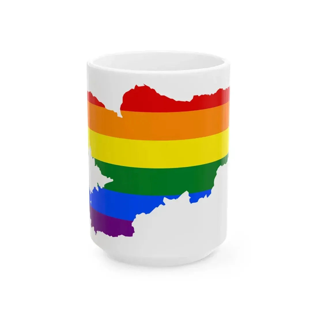 LGBT flag map of Kyrgyzstan (Kyrgyzstan) White Coffee Mug 15oz - Go Mug Yourself