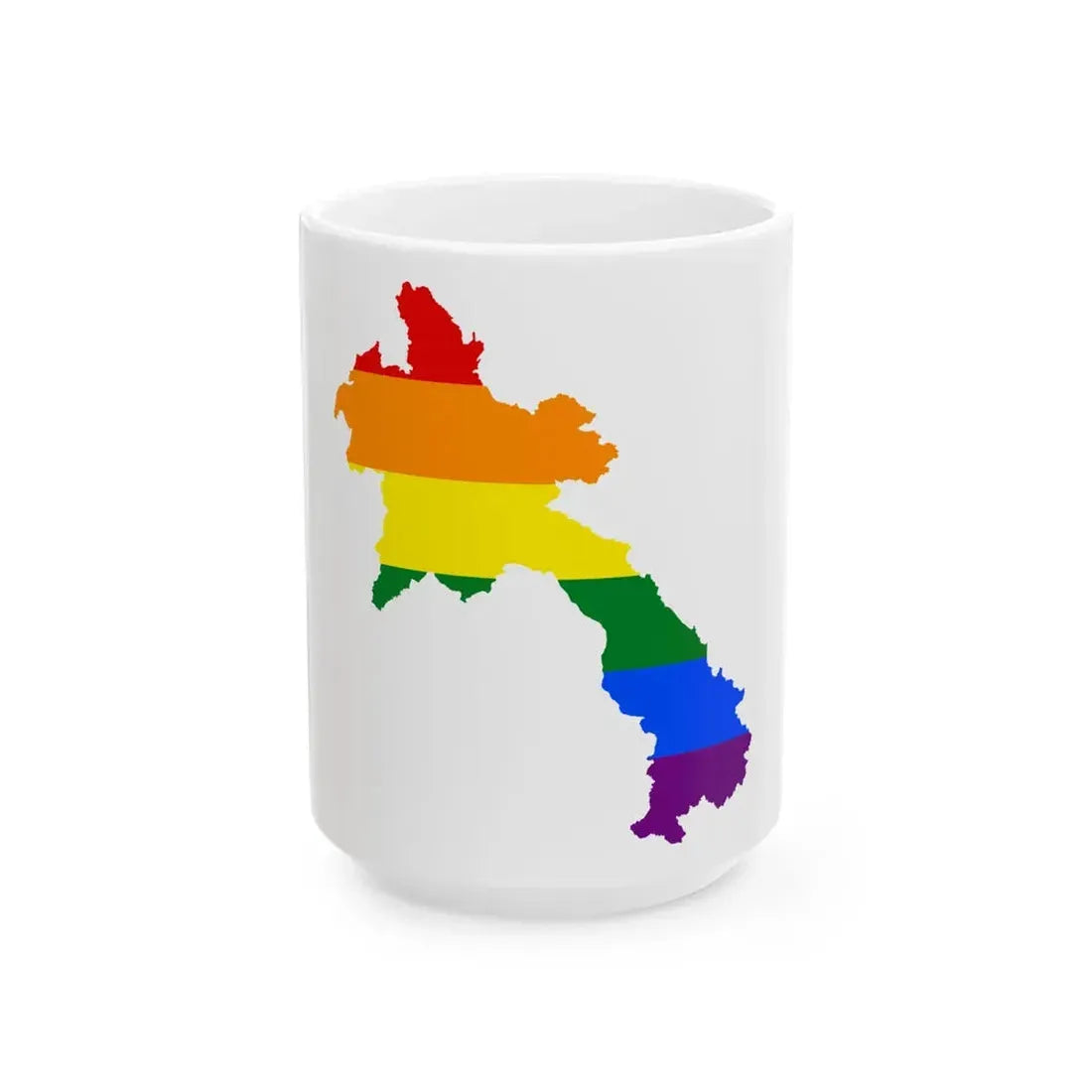 LGBT flag map of Laos (Laos) White Coffee Mug 15oz - Go Mug Yourself