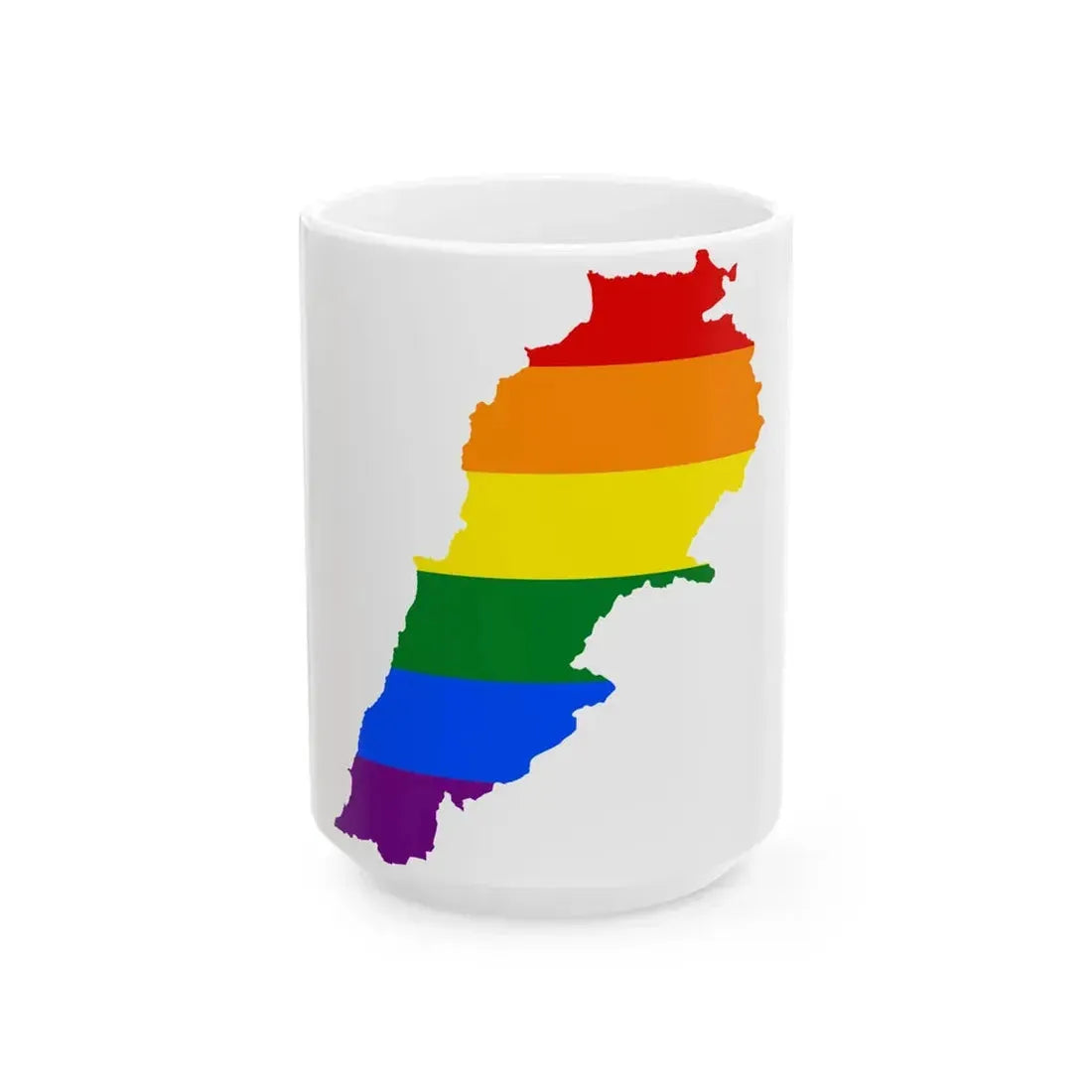 LGBT flag map of Lebanon (Lebanon) White Coffee Mug 15oz - Go Mug Yourself