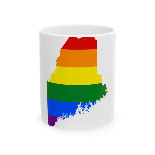 LGBT flag map of Maine (United States) White Coffee Mug 11oz - Go Mug Yourself