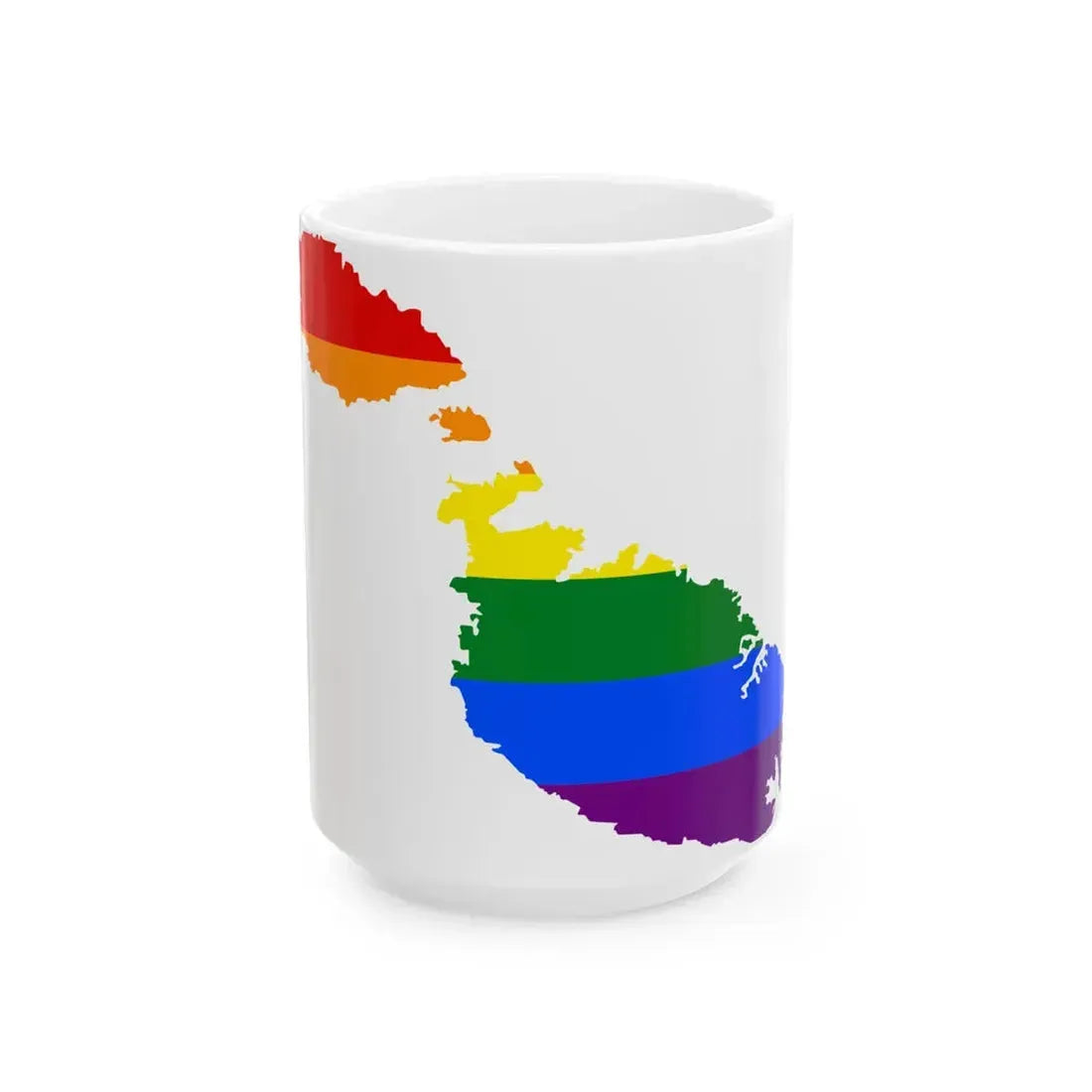 LGBT flag map of Malta (Malta) White Coffee Mug 15oz - Go Mug Yourself