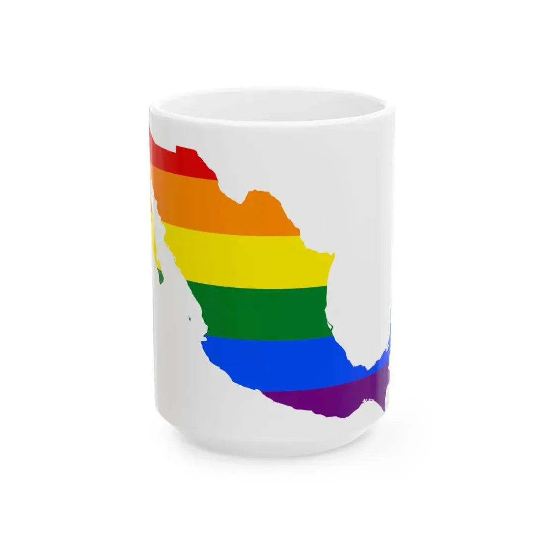LGBT flag map of Mexico (Mexico) White Coffee Mug 15oz - Go Mug Yourself