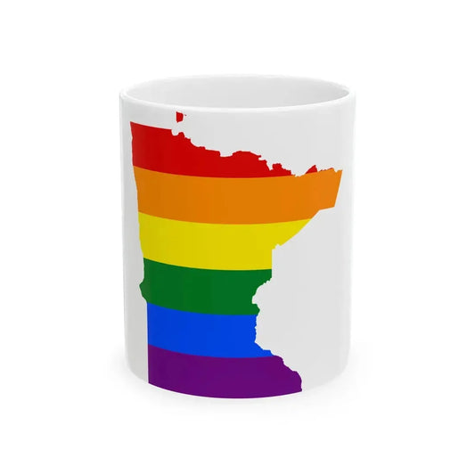 LGBT flag map of Minnesota (United States) White Coffee Mug 11oz - Go Mug Yourself