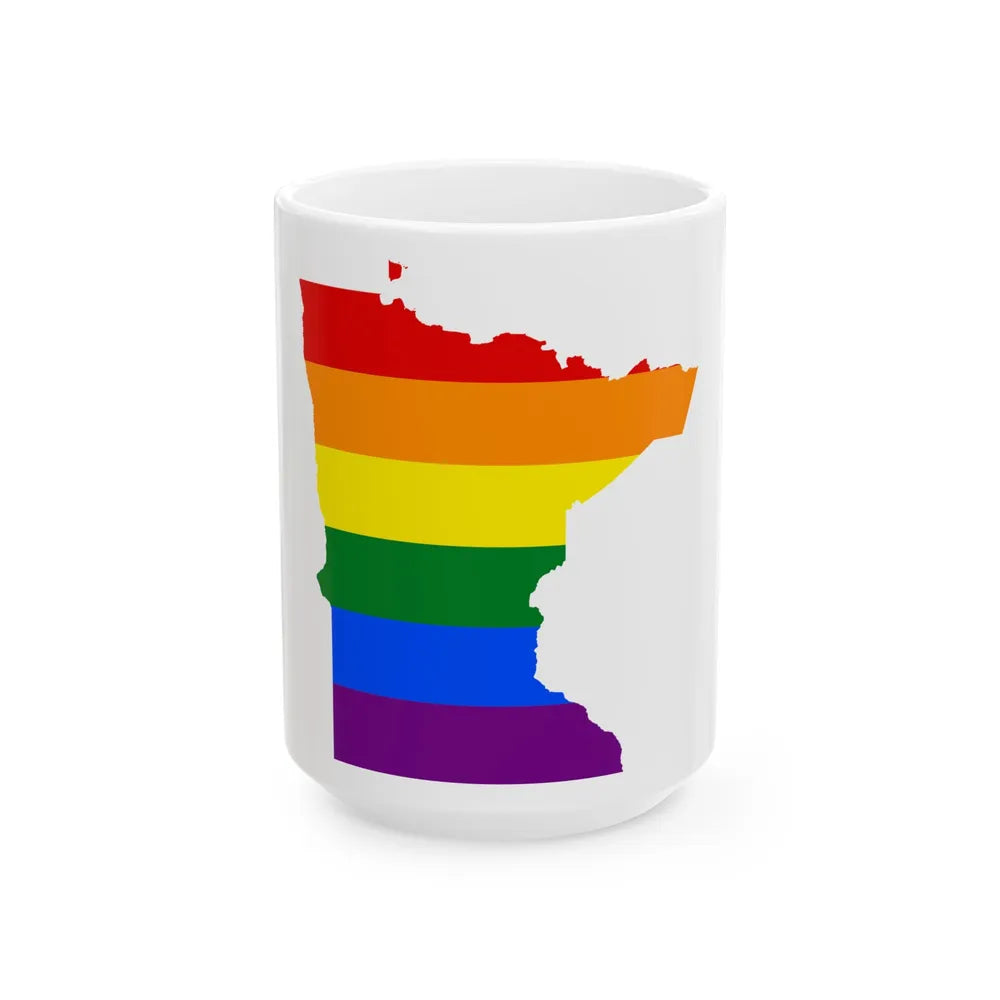 LGBT flag map of Minnesota (United States) White Coffee Mug 15oz - Go Mug Yourself