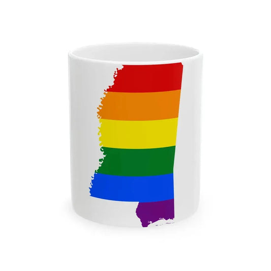LGBT flag map of Mississippi (United States) White Coffee Mug 11oz - Go Mug Yourself