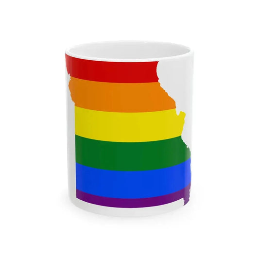 LGBT flag map of Missouri (United States) White Coffee Mug 11oz - Go Mug Yourself