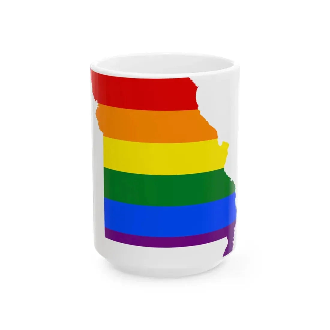 LGBT flag map of Missouri (United States) White Coffee Mug 15oz - Go Mug Yourself