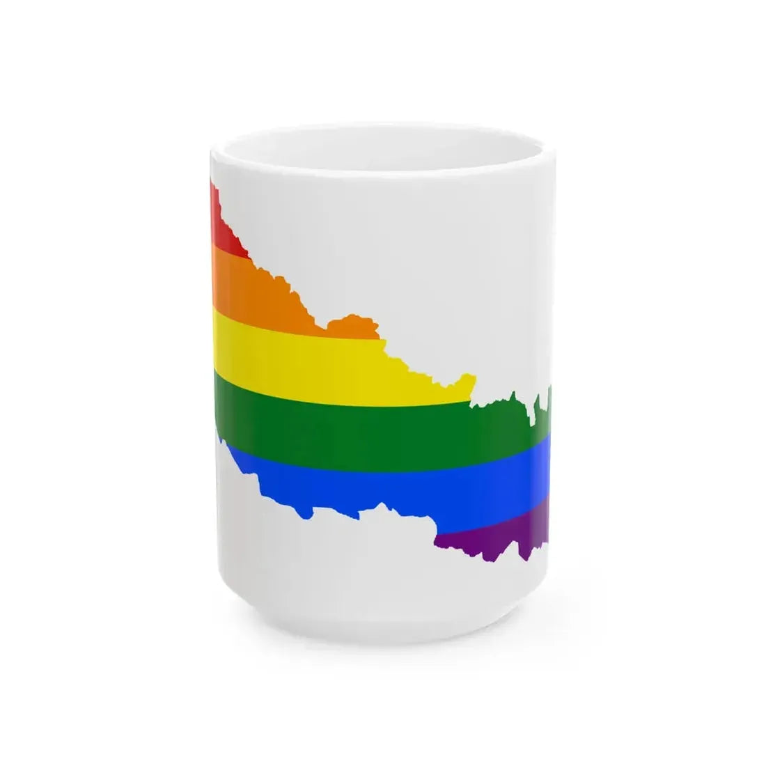 LGBT flag map of Nepal (Nepal) White Coffee Mug 15oz - Go Mug Yourself