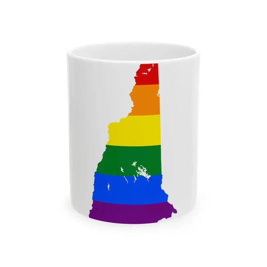 LGBT flag map of New Hampshire (United States) White Coffee Mug 11oz - Go Mug Yourself