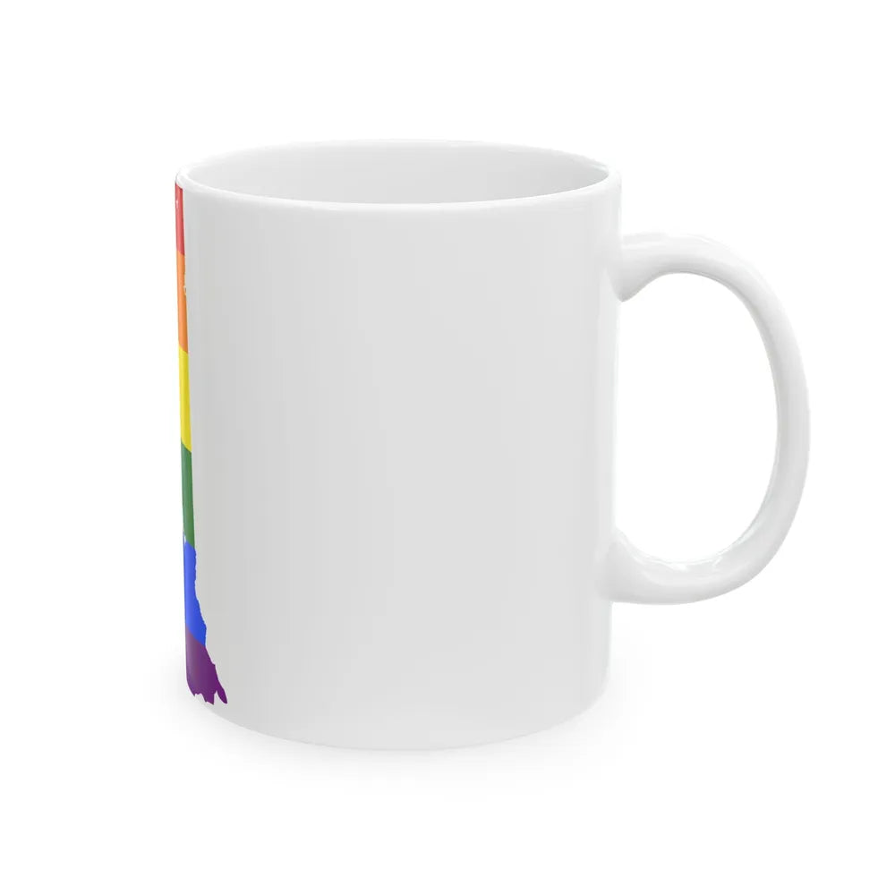 LGBT flag map of New Hampshire (United States) White Coffee Mug - Go Mug Yourself