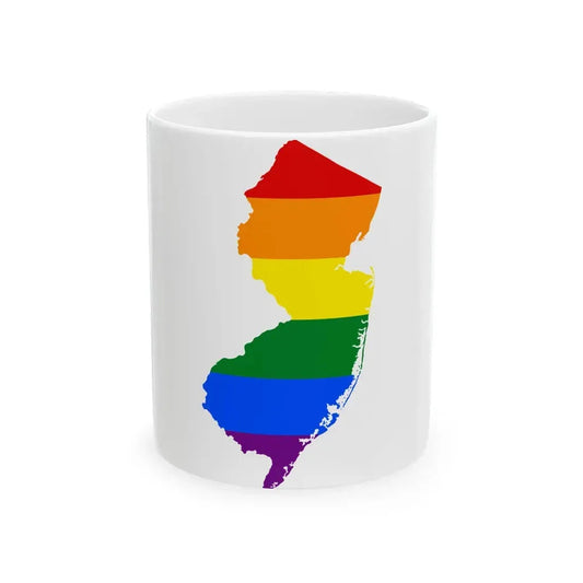 LGBT flag map of New Jersey (United States) White Coffee Mug 11oz - Go Mug Yourself