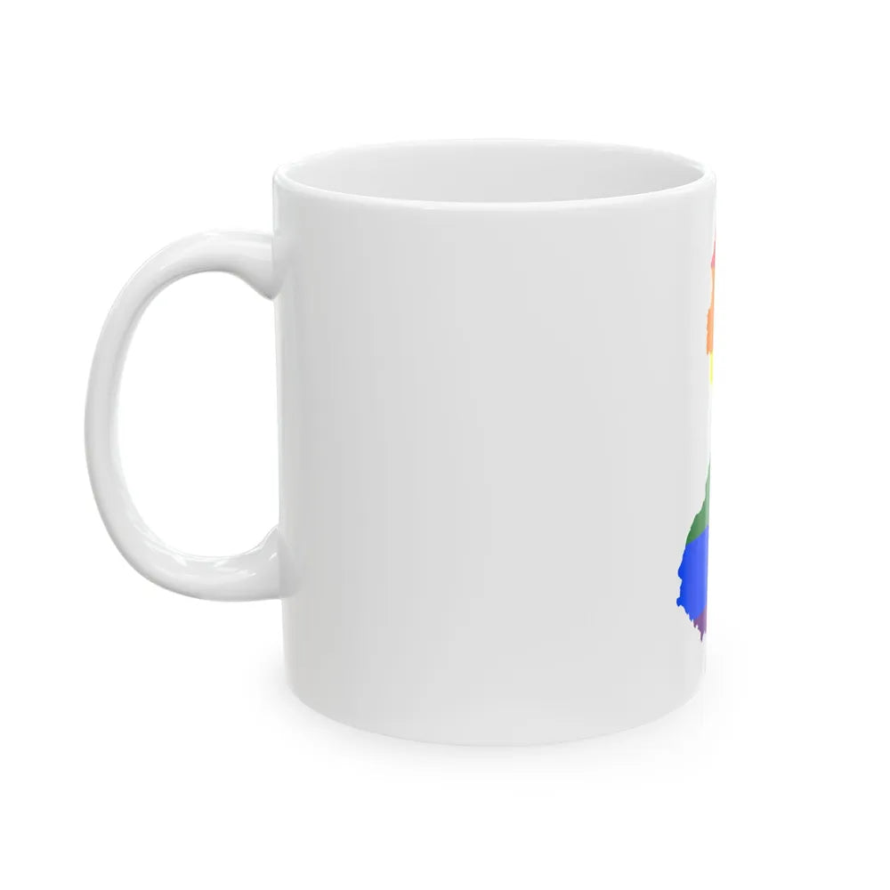 LGBT flag map of New Jersey (United States) White Coffee Mug - Go Mug Yourself