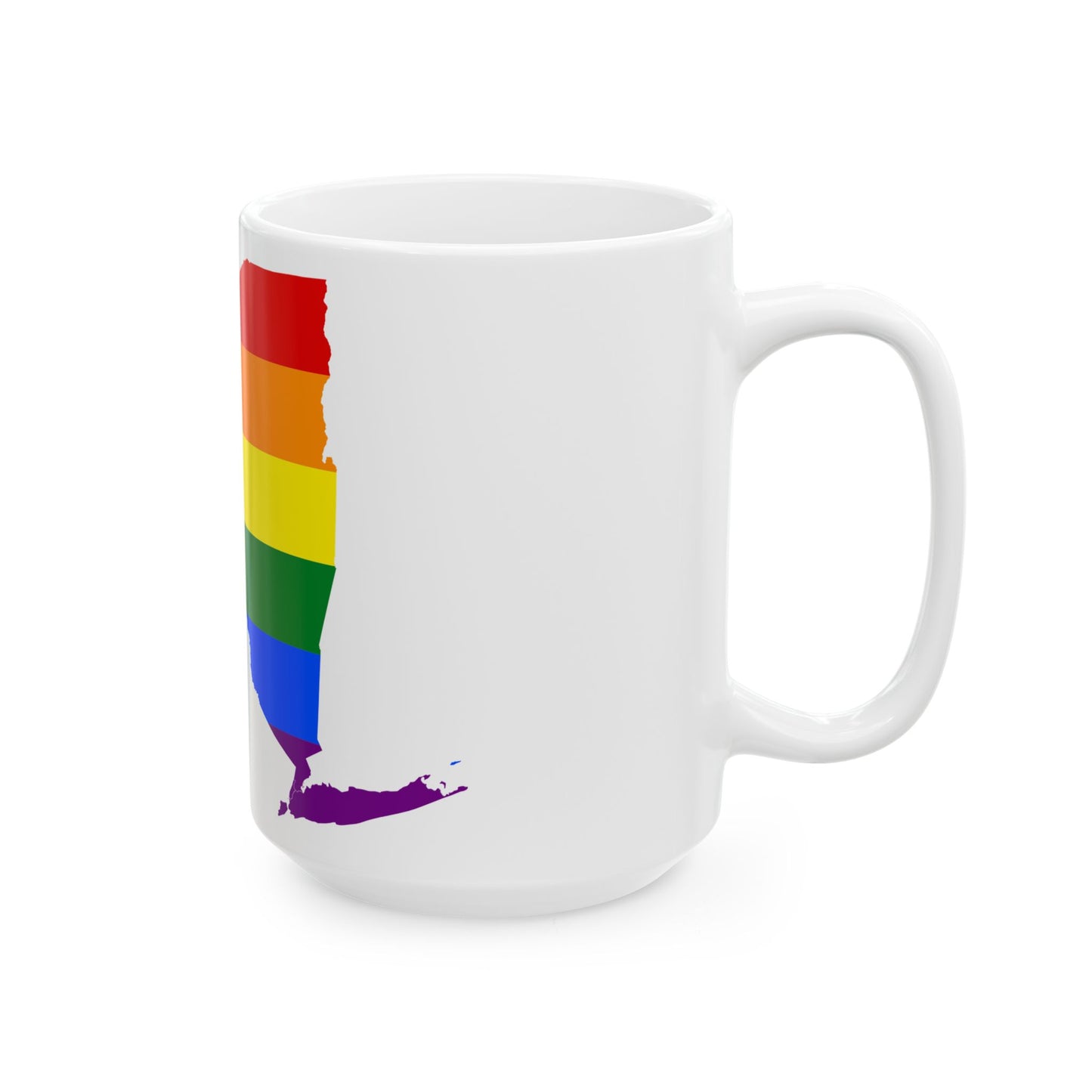 LGBT flag map of New York (United States) White Coffee Mug-Go Mug Yourself