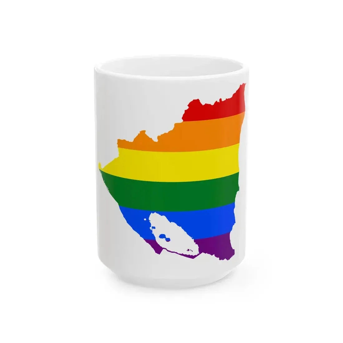 LGBT flag map of Nicaragua (Nicaragua) White Coffee Mug 15oz - Go Mug Yourself