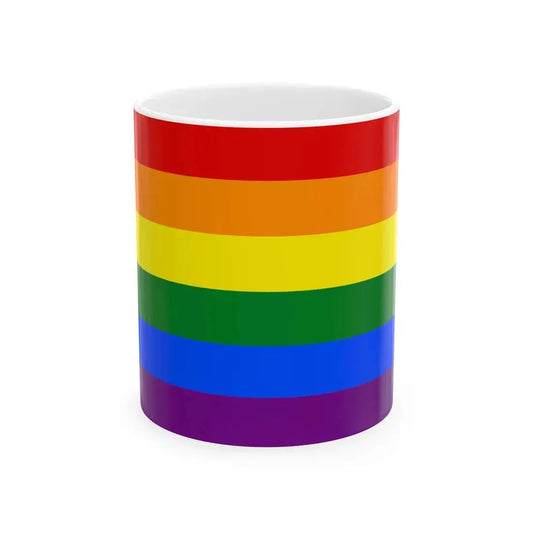 LGBT flag map of North Dakota (United States) White Coffee Mug 11oz - Go Mug Yourself