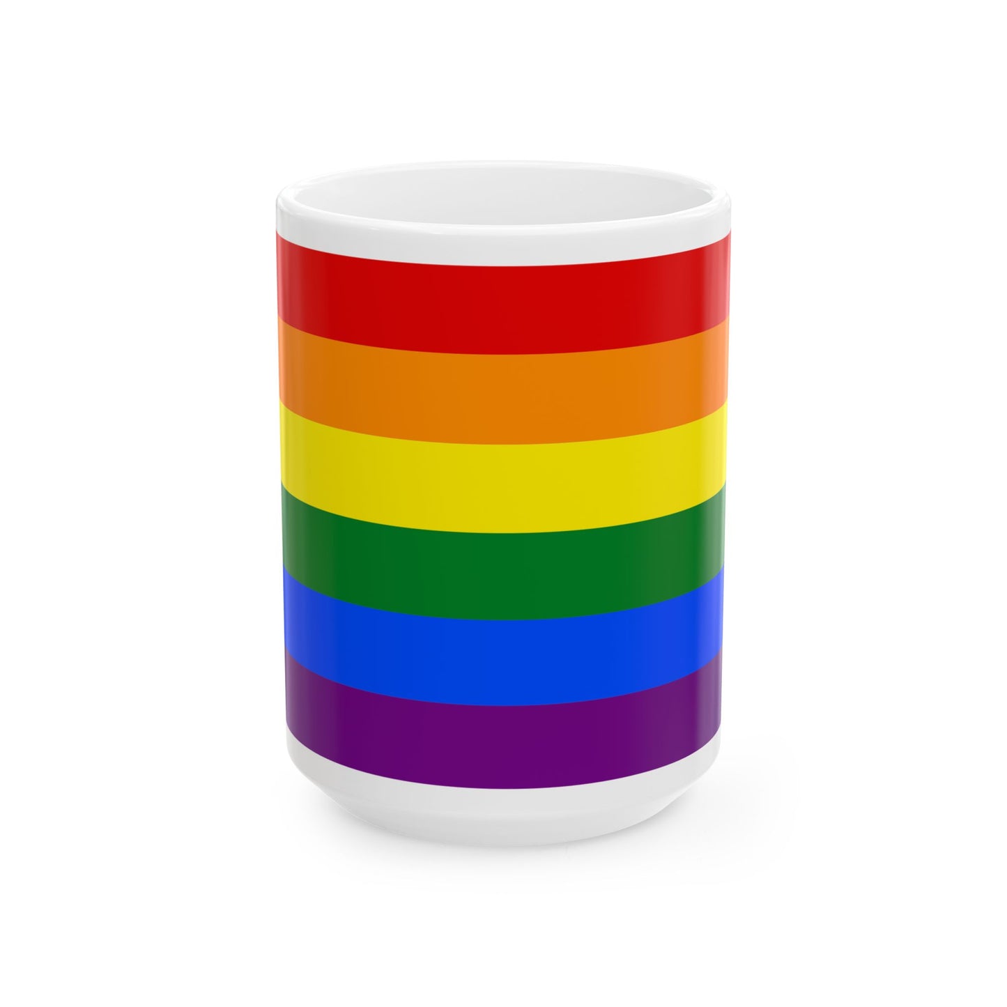 LGBT flag map of North Dakota (United States) White Coffee Mug-15oz-Go Mug Yourself