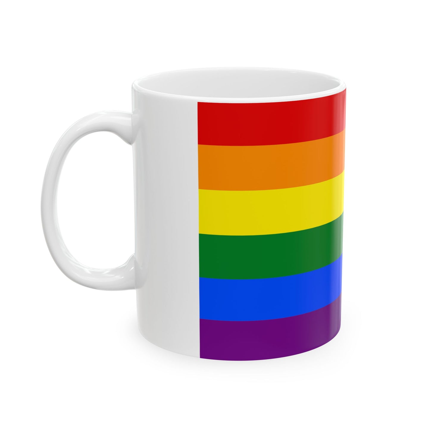 LGBT flag map of North Dakota (United States) White Coffee Mug-Go Mug Yourself
