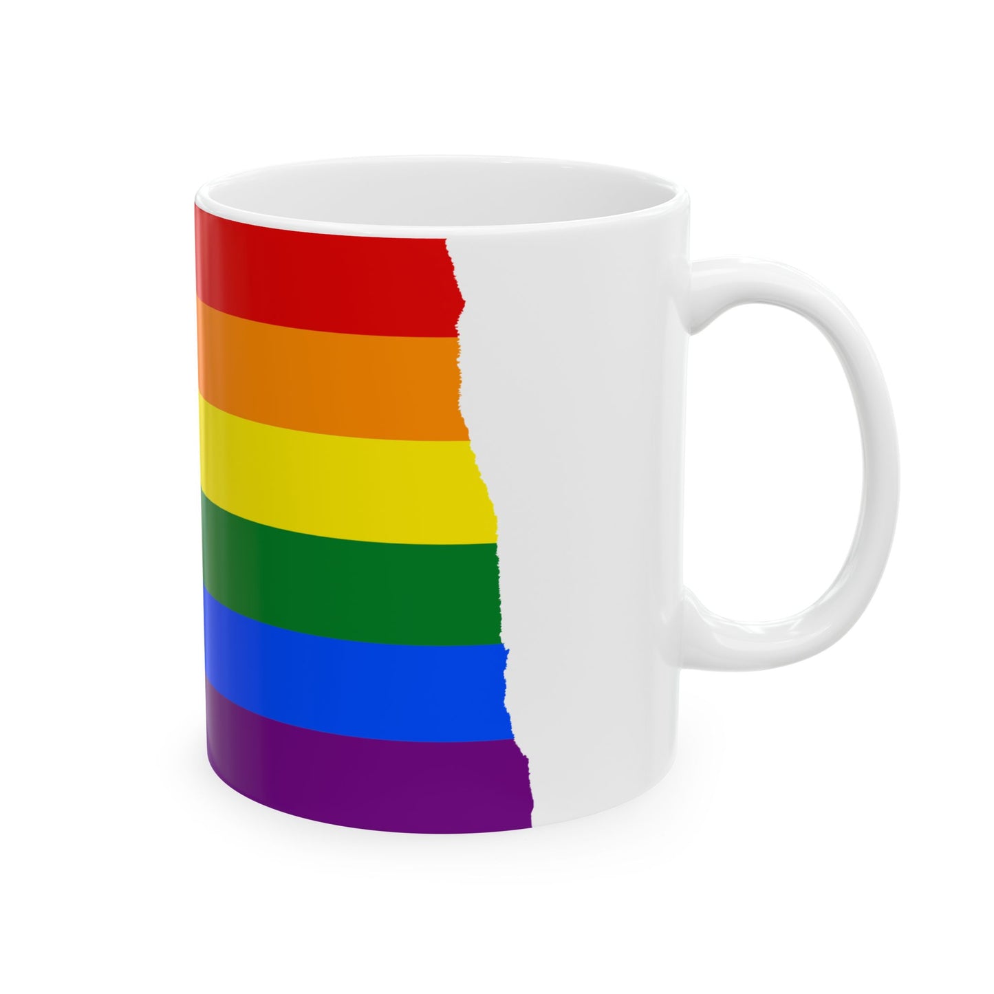 LGBT flag map of North Dakota (United States) White Coffee Mug-Go Mug Yourself