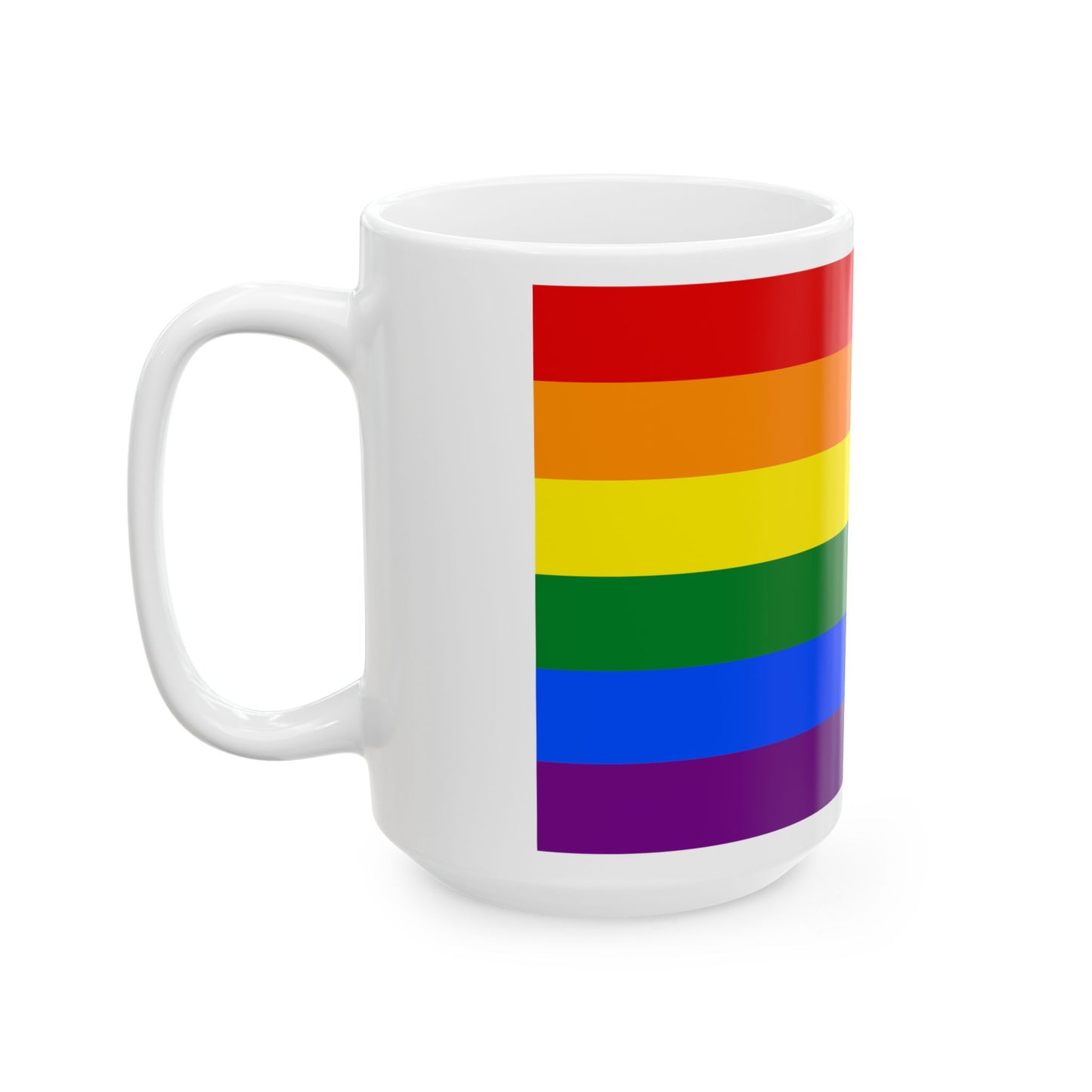 LGBT flag map of North Dakota (United States) White Coffee Mug-Go Mug Yourself