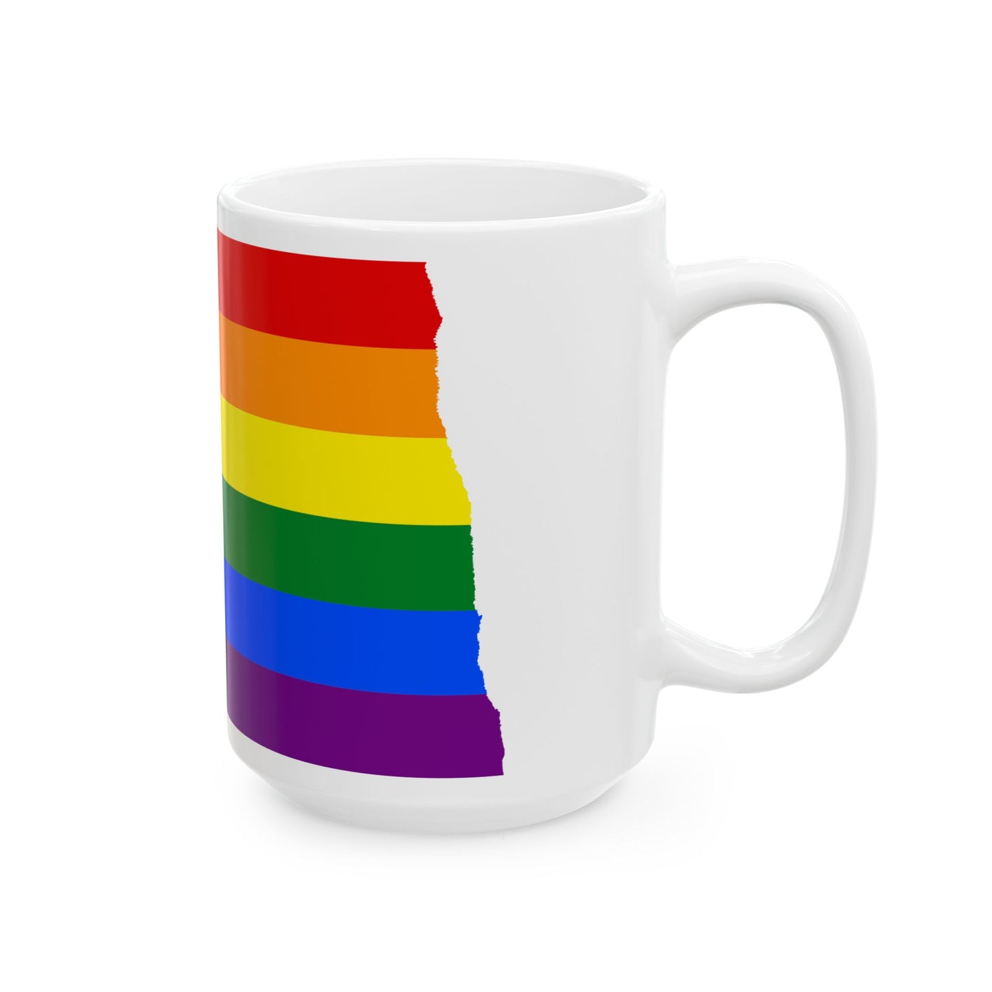 LGBT flag map of North Dakota (United States) White Coffee Mug-Go Mug Yourself