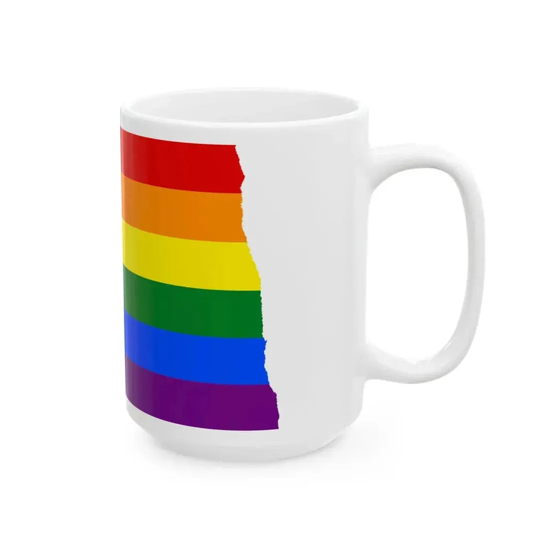 LGBT flag map of North Dakota (United States) White Coffee Mug - Go Mug Yourself