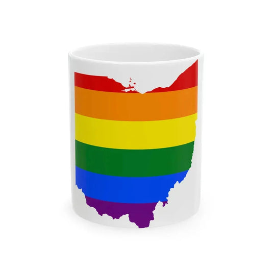 LGBT flag map of Ohio (United States) White Coffee Mug 11oz - Go Mug Yourself