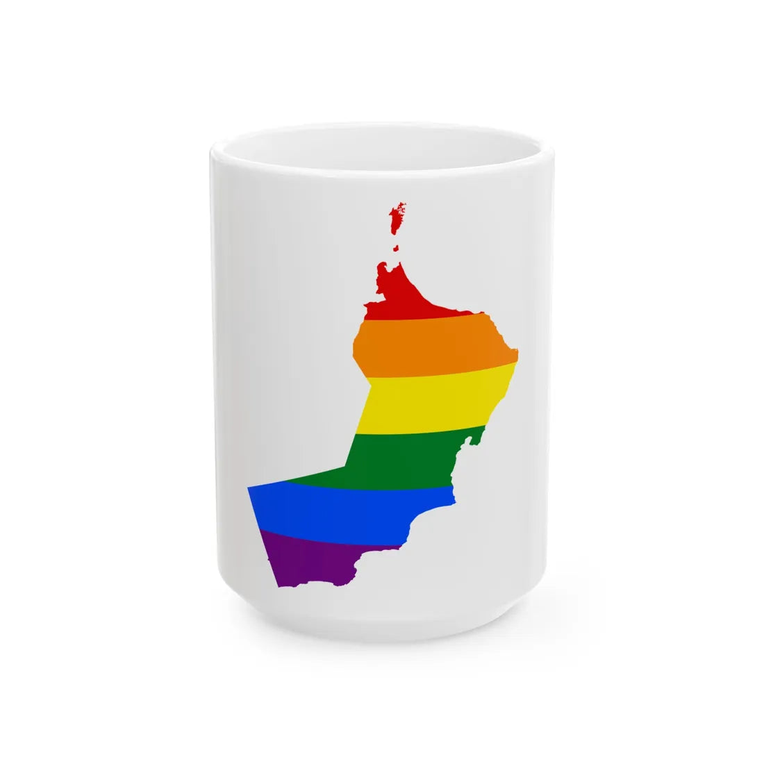 LGBT flag map of Oman (Oman) White Coffee Mug 15oz - Go Mug Yourself