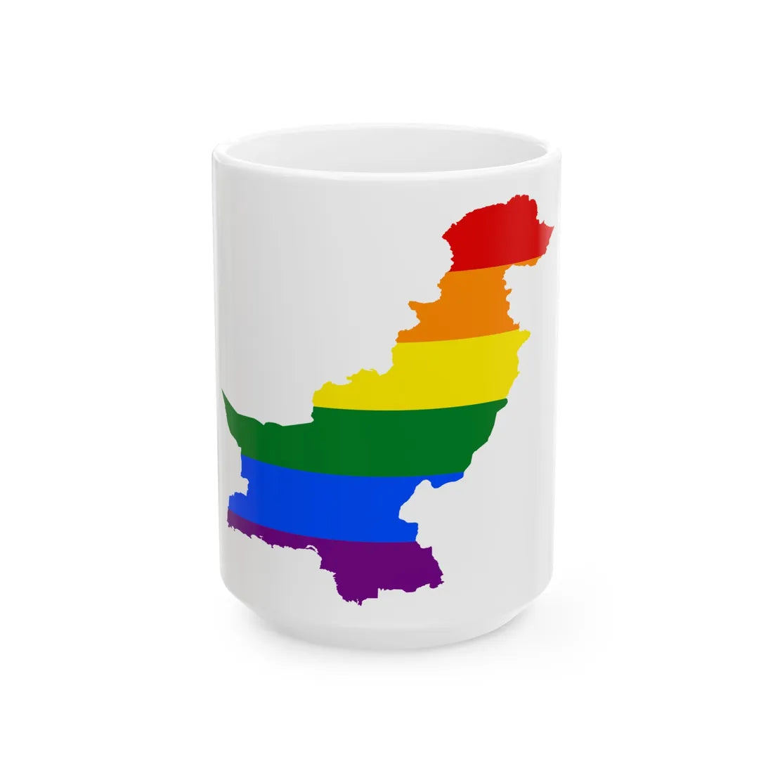LGBT flag map of Pakistan (Pakistan) White Coffee Mug 15oz - Go Mug Yourself