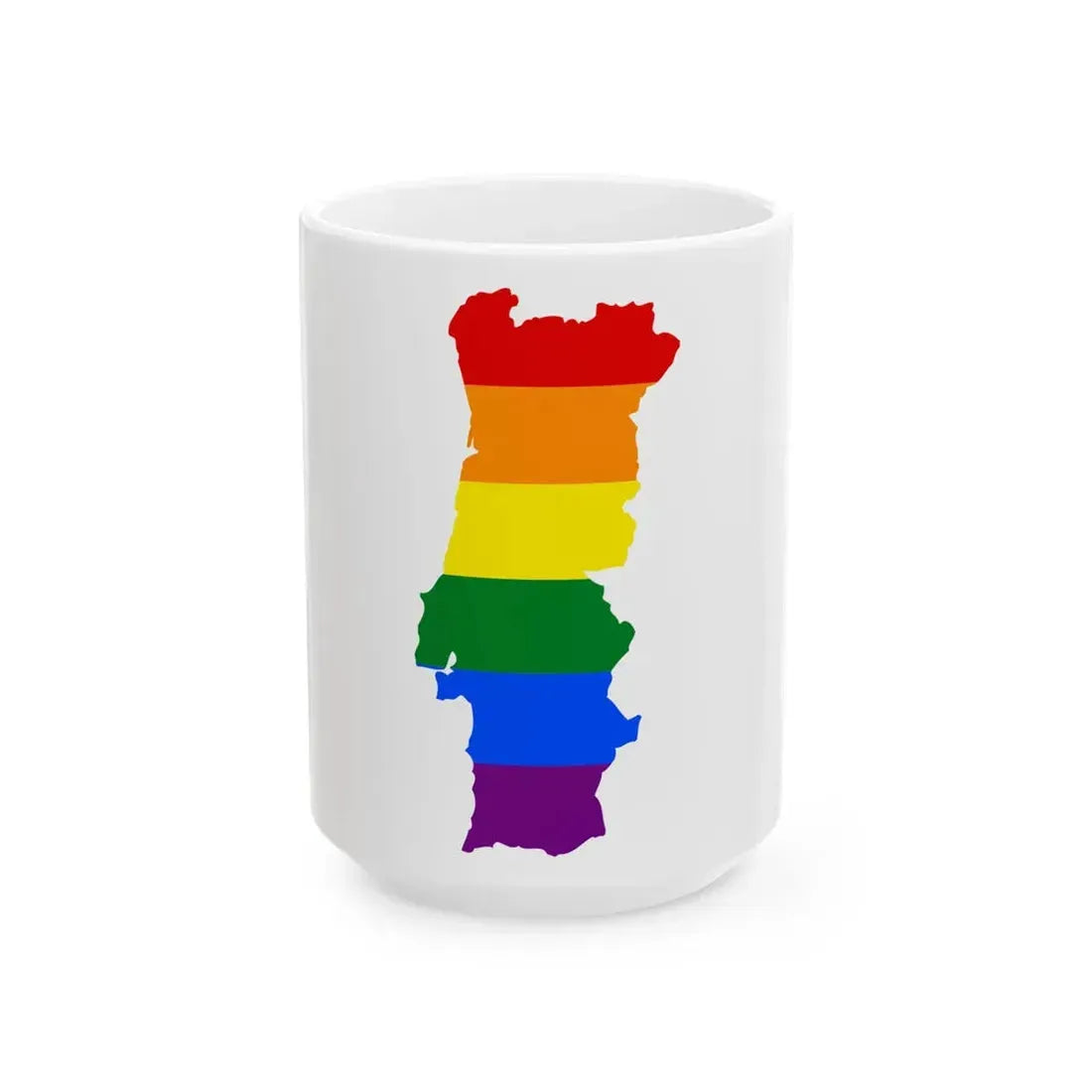 LGBT flag map of Portugal (Portugal) White Coffee Mug 15oz - Go Mug Yourself