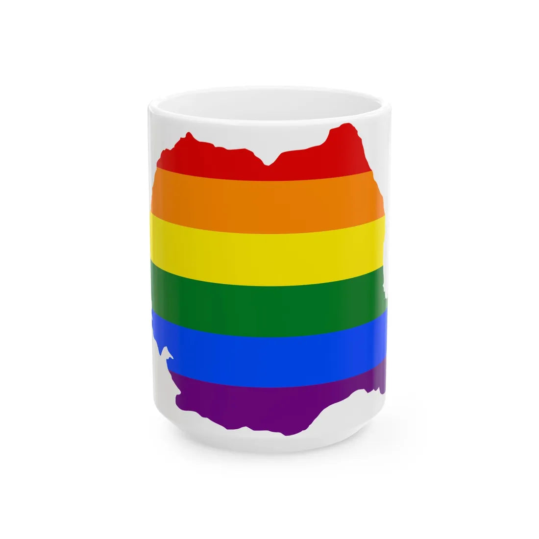 LGBT flag map of Romania (Oman) White Coffee Mug 15oz - Go Mug Yourself