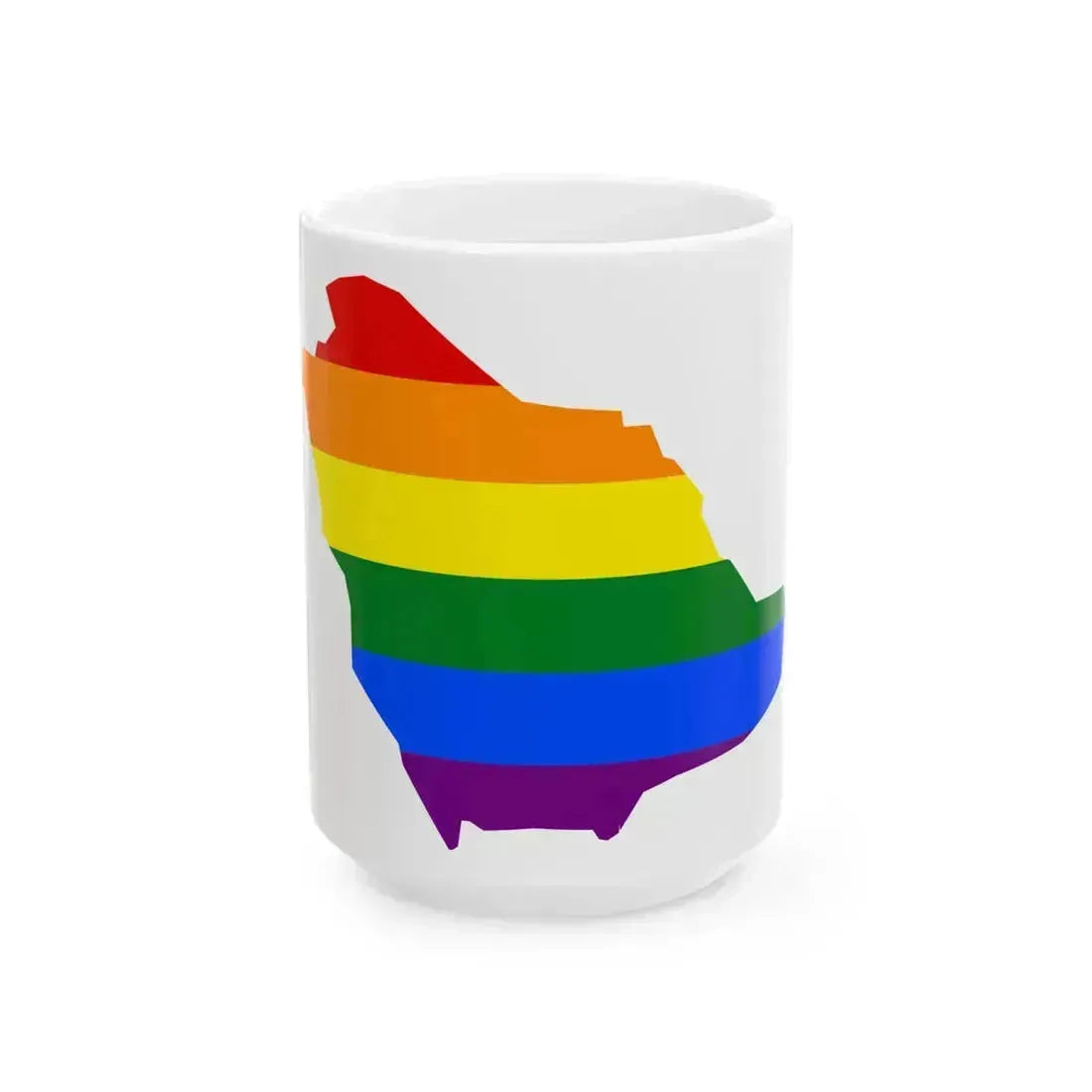 LGBT flag map of Saudi Arabia (Saudi Arabia) White Coffee Mug 15oz - Go Mug Yourself