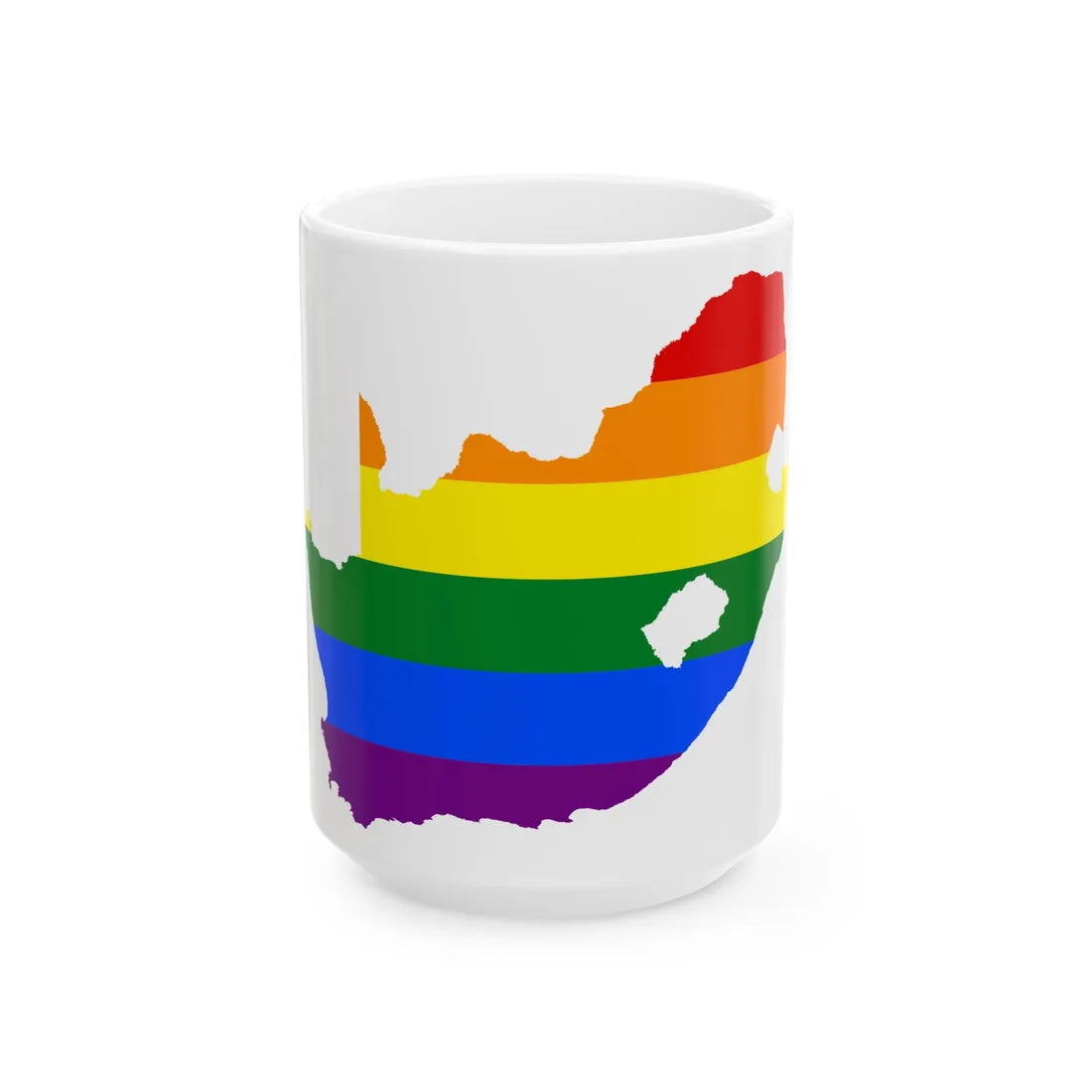 LGBT flag map of South Africa (South Africa) White Coffee Mug 15oz - Go Mug Yourself