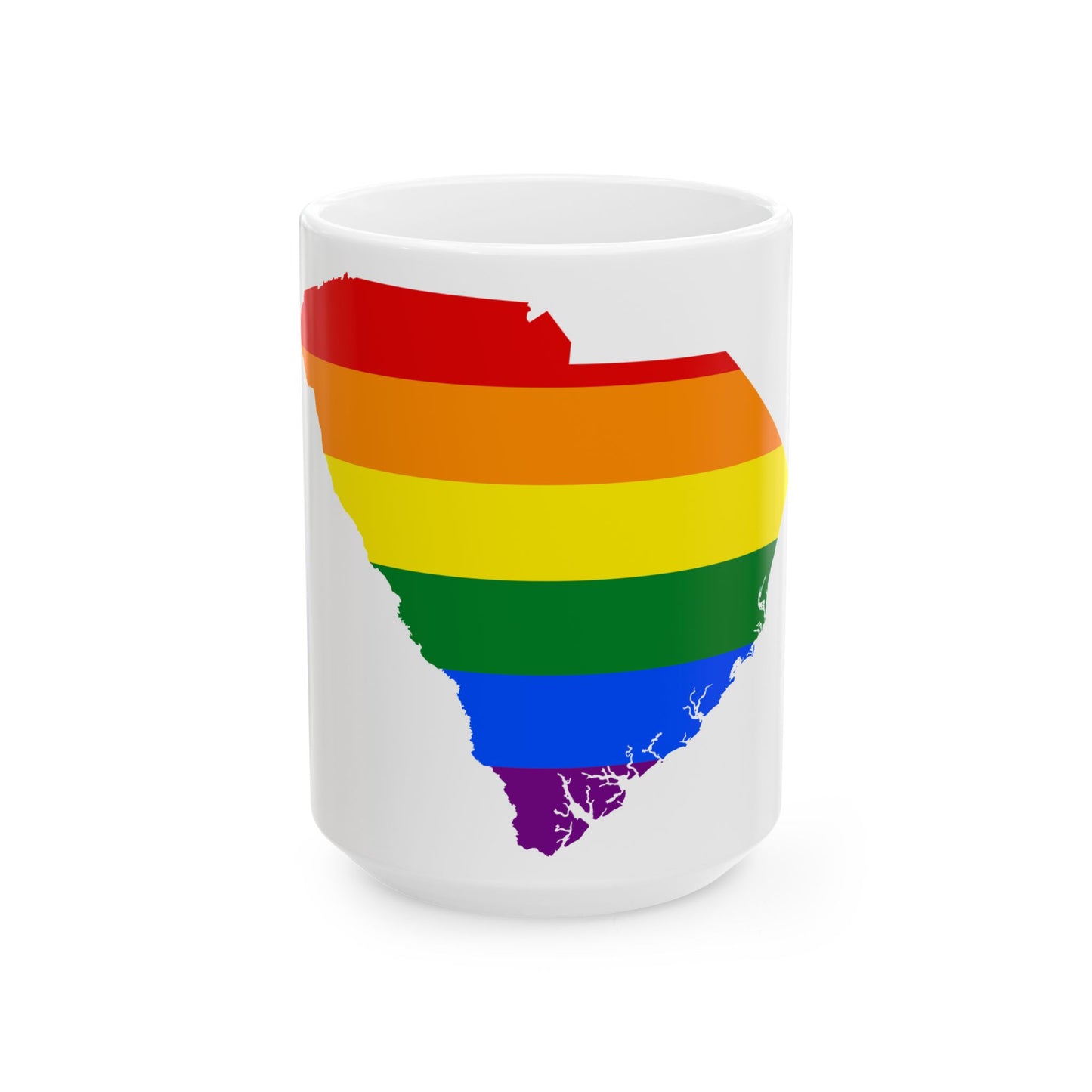 LGBT flag map of South Carolina (United States) White Coffee Mug-15oz-Go Mug Yourself