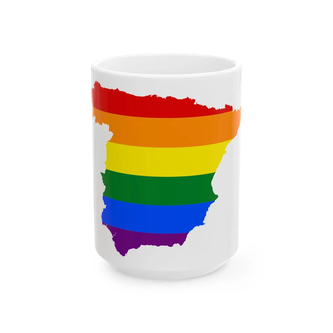 LGBT flag map of Spain (Spain) White Coffee Mug 15oz - Go Mug Yourself