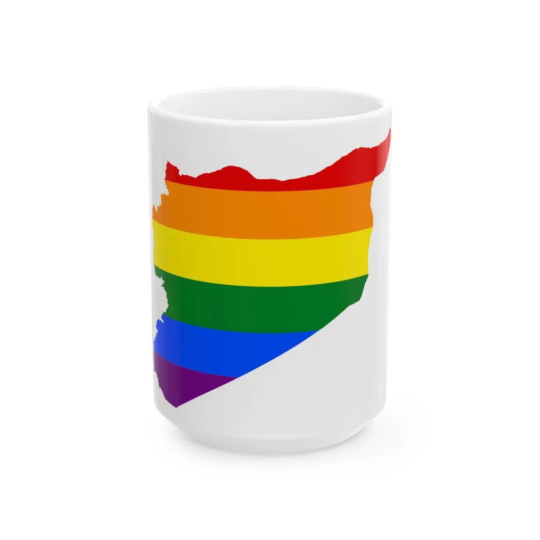 LGBT flag map of Syria (Syria) White Coffee Mug 15oz - Go Mug Yourself