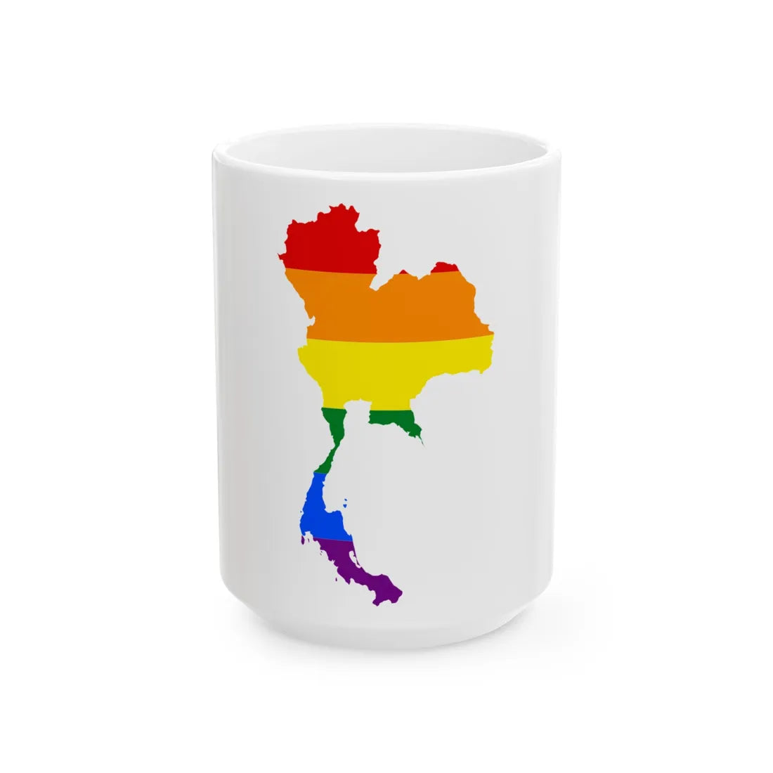 LGBT flag map of Thailand (Thailand) White Coffee Mug 15oz - Go Mug Yourself