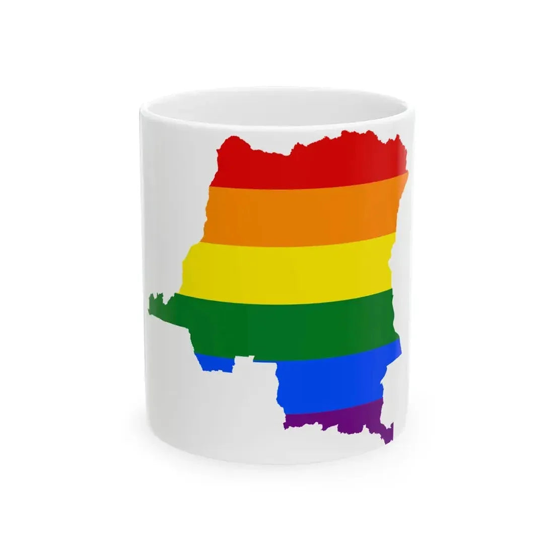LGBT flag map of the Democratic Republic of the Congo (Congo) White Coffee Mug 11oz - Go Mug Yourself