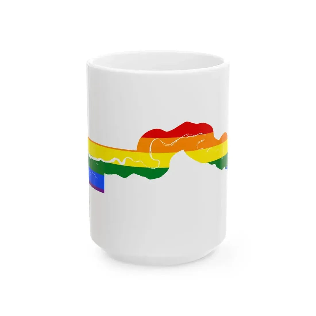 LGBT flag map of The Gambia (Gambia) White Coffee Mug 15oz - Go Mug Yourself