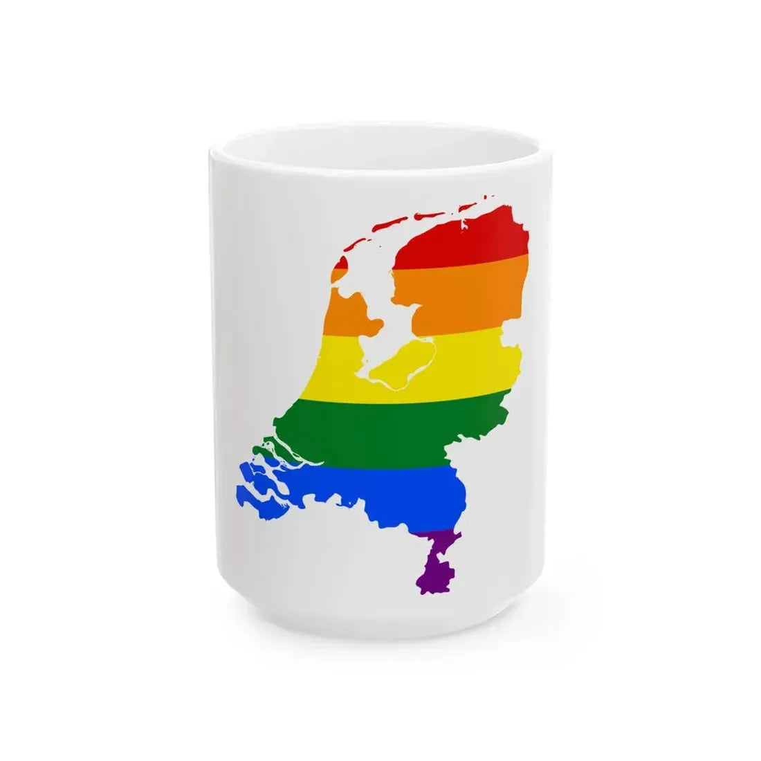 LGBT flag map of the Netherlands (Netherlands) White Coffee Mug 15oz - Go Mug Yourself