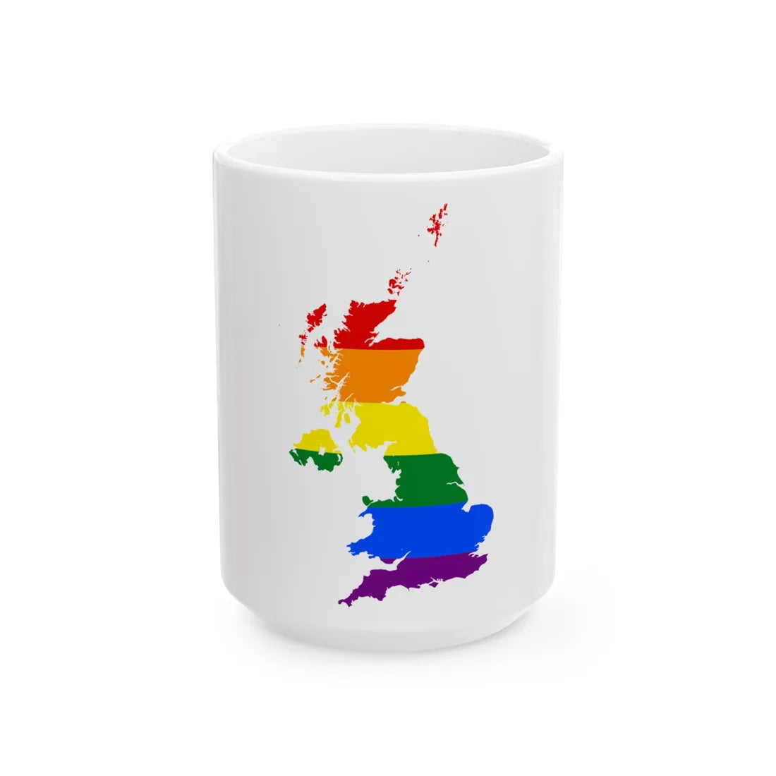 LGBT flag map of the United Kingdom (United Kingdom) White Coffee Mug 15oz - Go Mug Yourself
