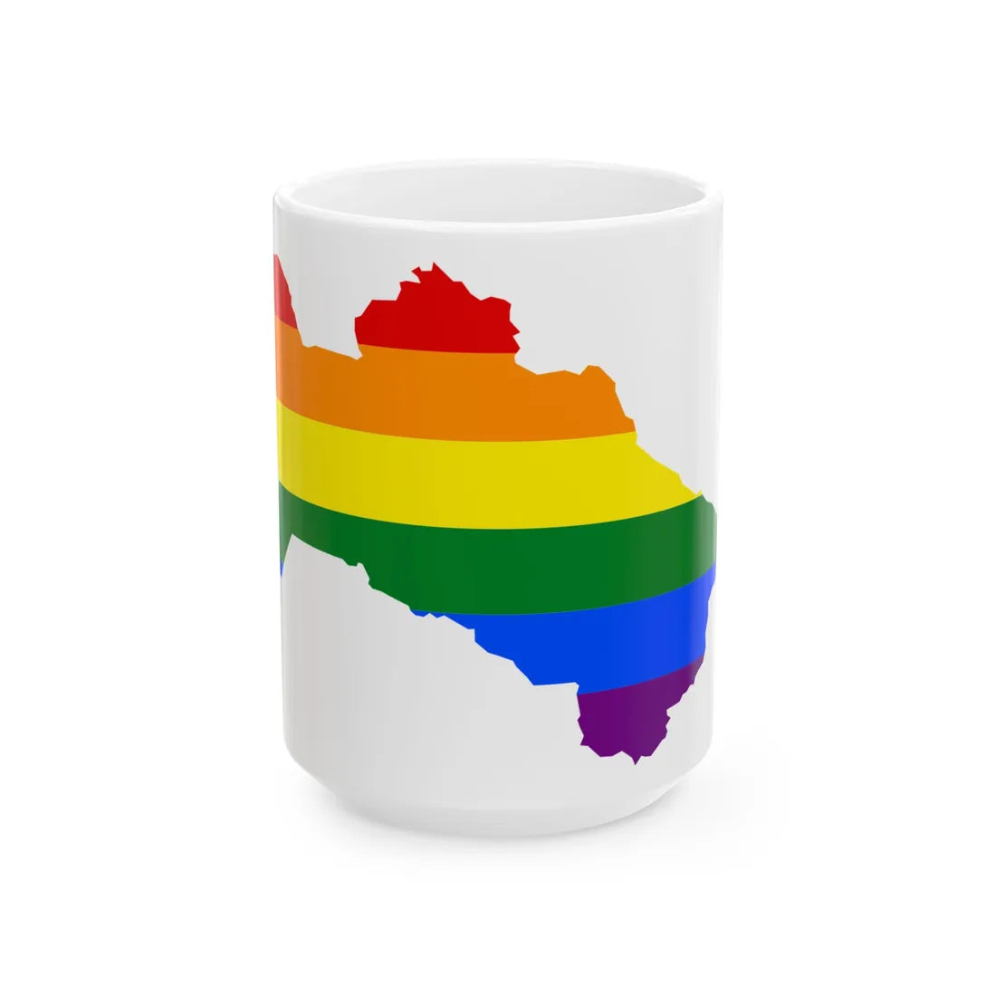 LGBT flag map of Turkmenistan (Turkmenistan) White Coffee Mug 15oz - Go Mug Yourself