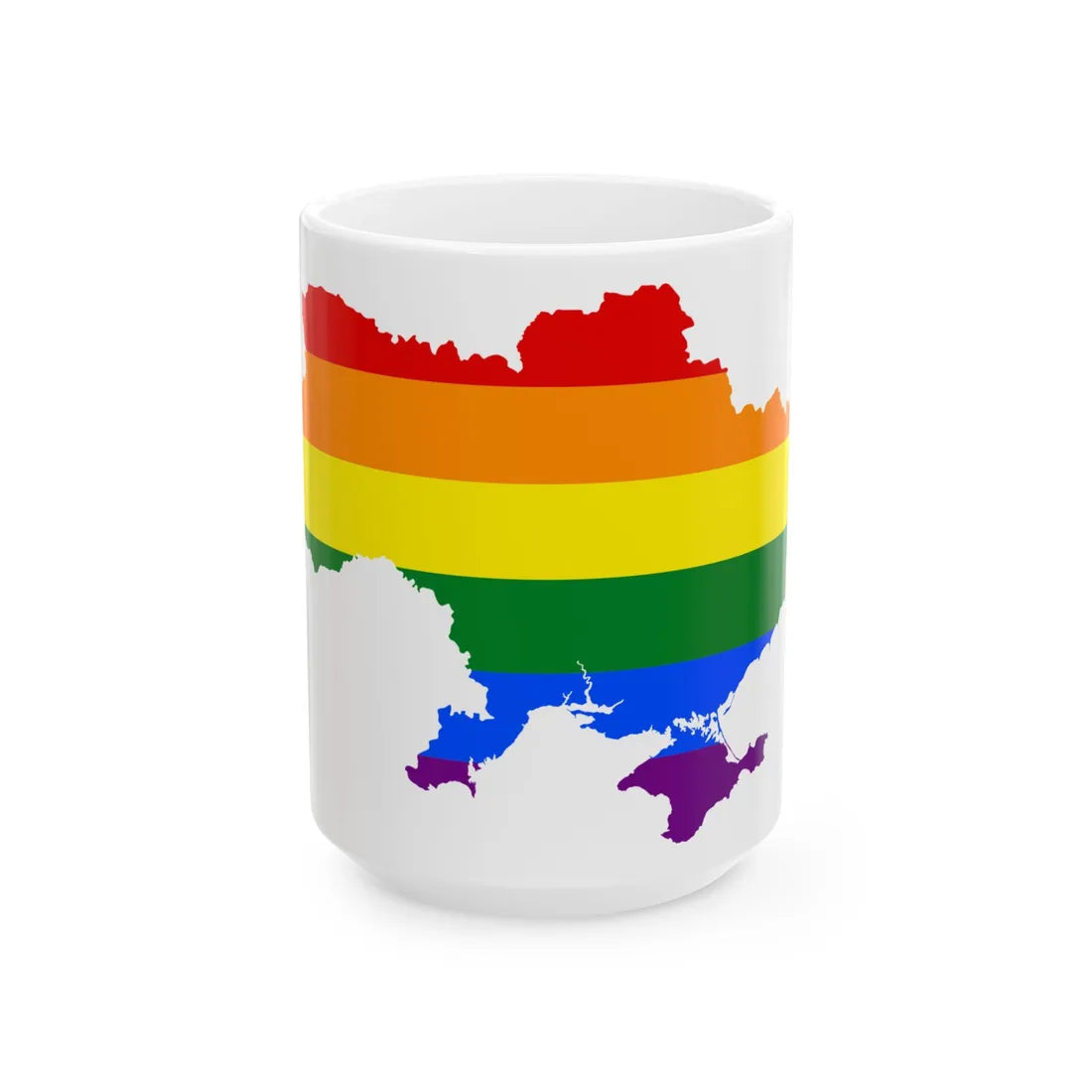 LGBT flag map of Ukraine (Ukraine) White Coffee Mug 15oz - Go Mug Yourself