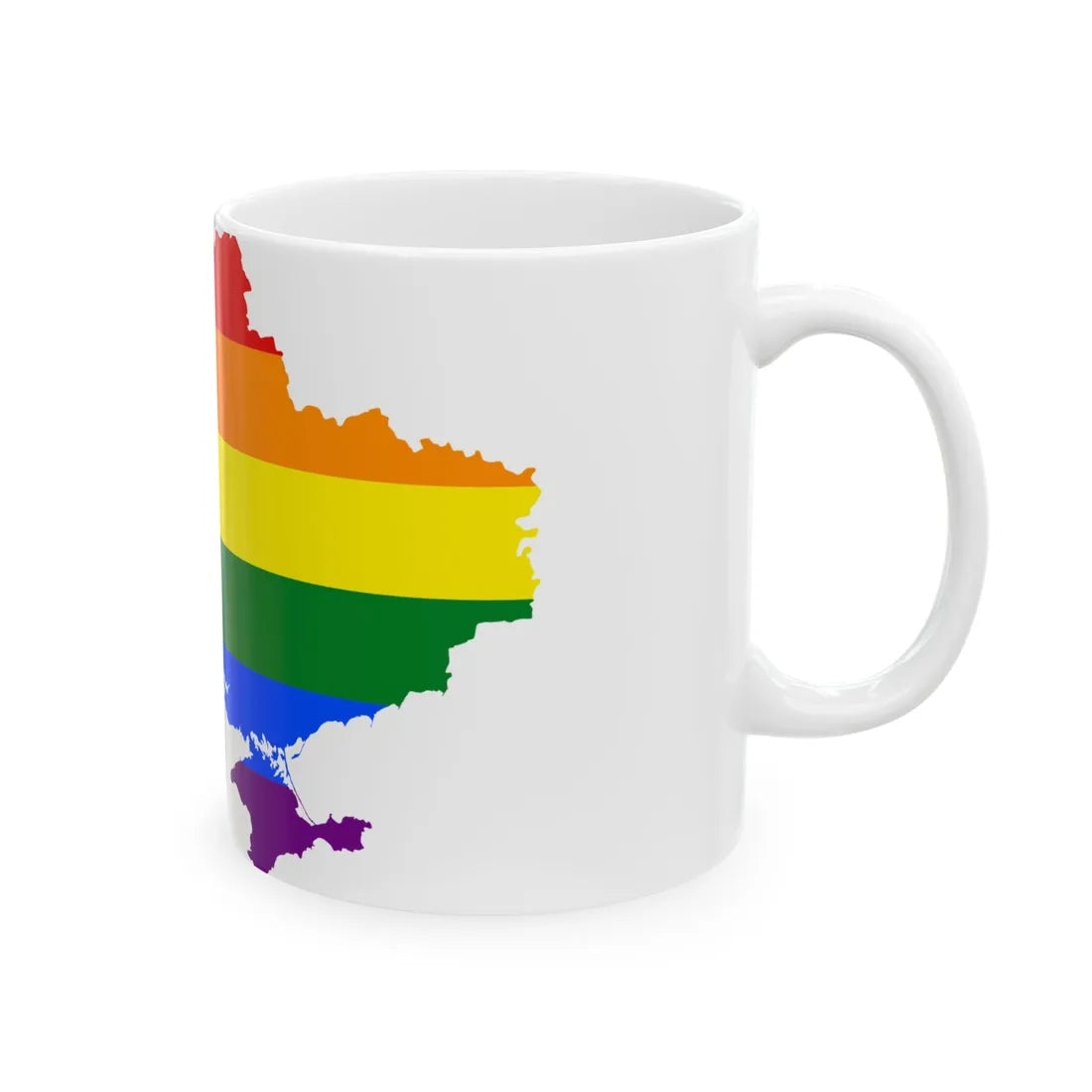 LGBT flag map of Ukraine (Ukraine) White Coffee Mug - Go Mug Yourself