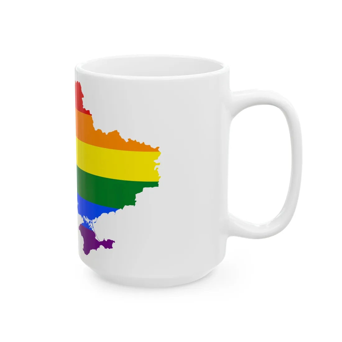 LGBT flag map of Ukraine (Ukraine) White Coffee Mug - Go Mug Yourself
