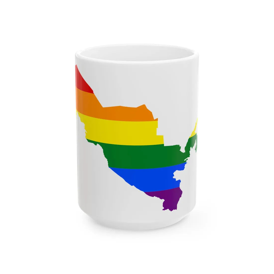 LGBT flag map of Uzbekistan (Uzbekistan) White Coffee Mug 15oz - Go Mug Yourself