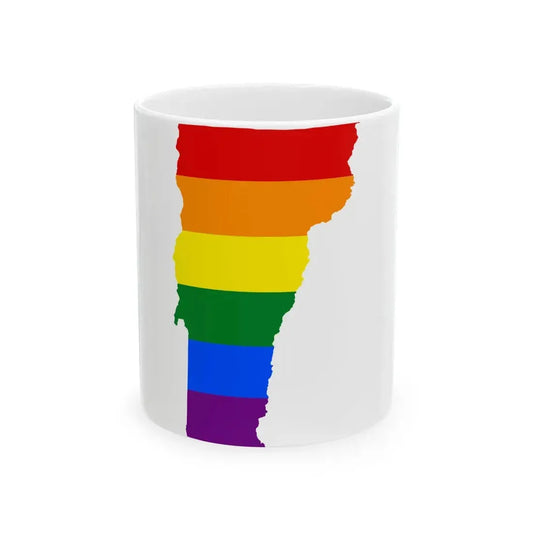 LGBT flag map of Vermont (United States) White Coffee Mug 11oz - Go Mug Yourself