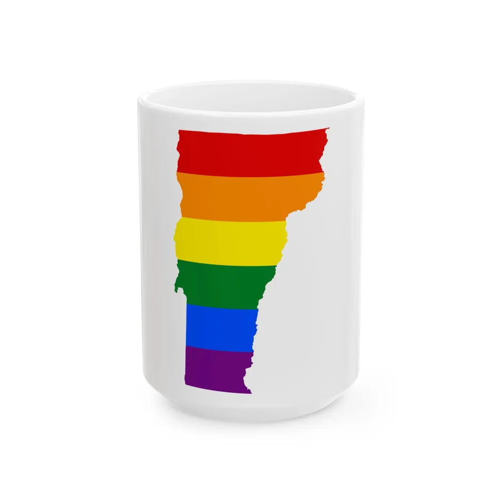 LGBT flag map of Vermont (United States) White Coffee Mug 15oz - Go Mug Yourself